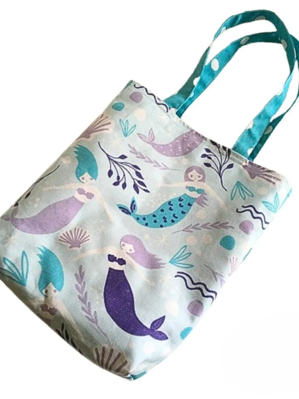 Handmade Mermaid Tote Bag with Pockets Craft Yarn Bag Girls Ladies Gift
